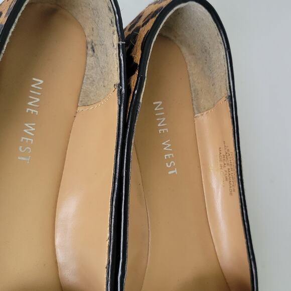 Nine West Ballet Flats Women's 7M Parsel Leopard Calf Hair Tassel Classic - Picture 6 of 14